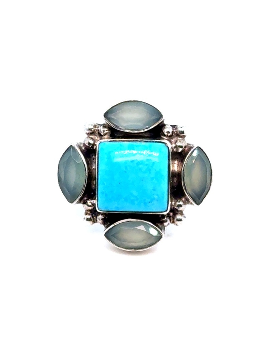 Nicky‎ Butler Turquoise Square Center Ring with Light Green Accents